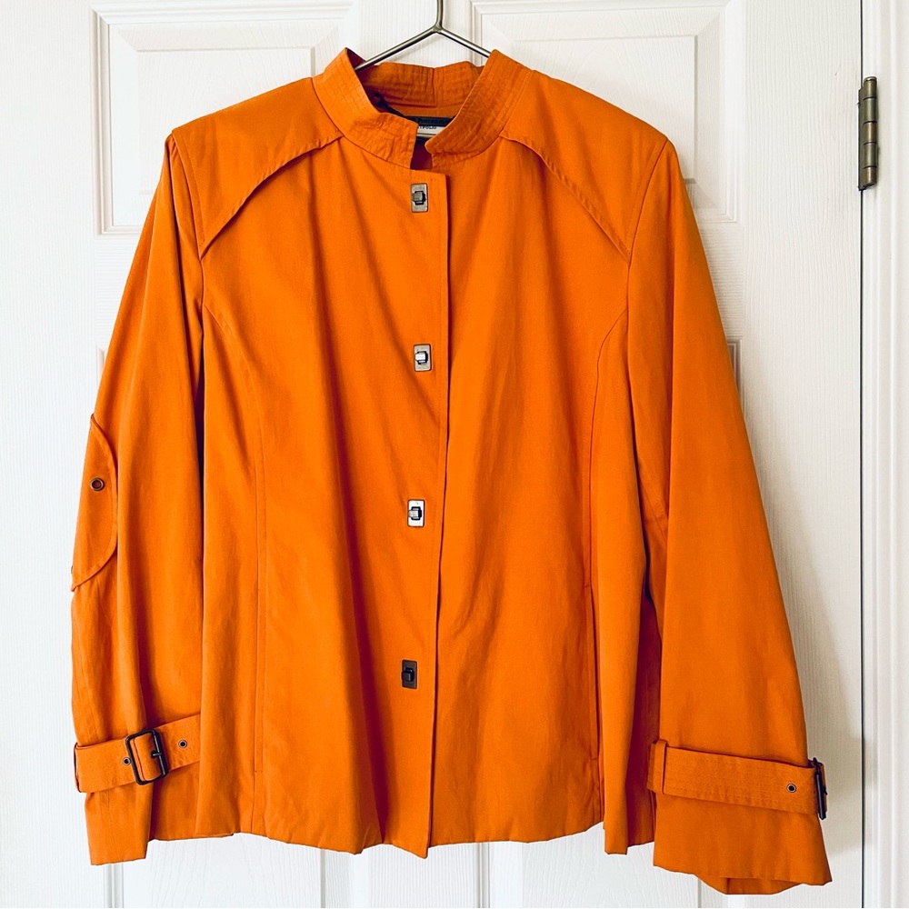 EUC 🧡 Vintage Perry Ellis Portfolio Mandarin Collar Jacket | Utility Chic